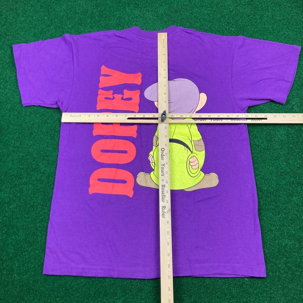 Vintage Dopey Shirt Mens L Purple Snow White Dwarf Cartoon Promo Big Print 90s - Picture 8 of 12